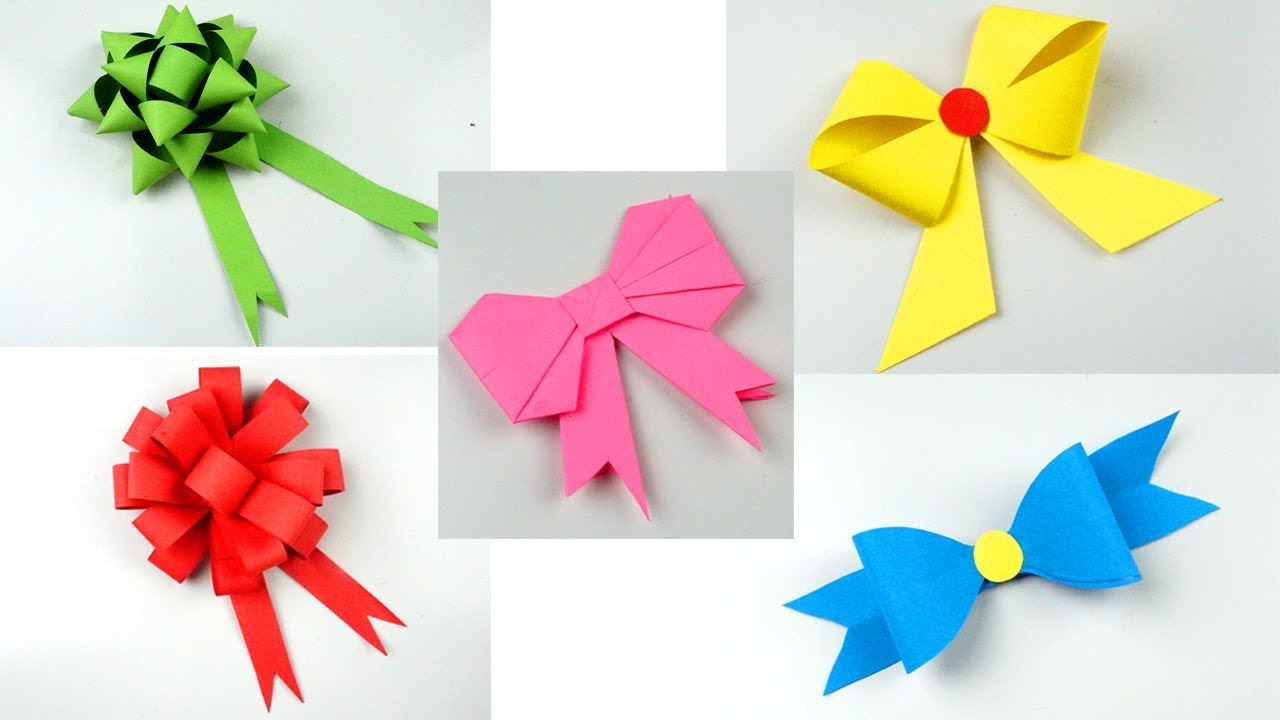 Gift Wrapping Origami 5 Easy Paper Bow Ribbon Gift Wrap Origami Bow For Beginners Making