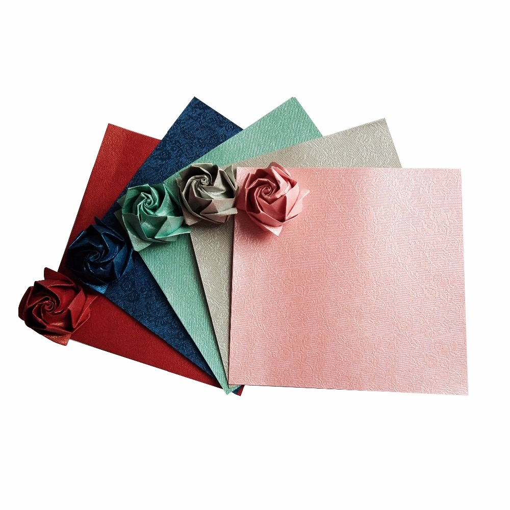 Gift Wrapping Origami Us 22 10pcs 150mm150mm Origami Handmade Paper Rose Pattern Mix 5 Colors Romantic For Lovers Gift Paper Craft Diy Material Decor In Craft Paper