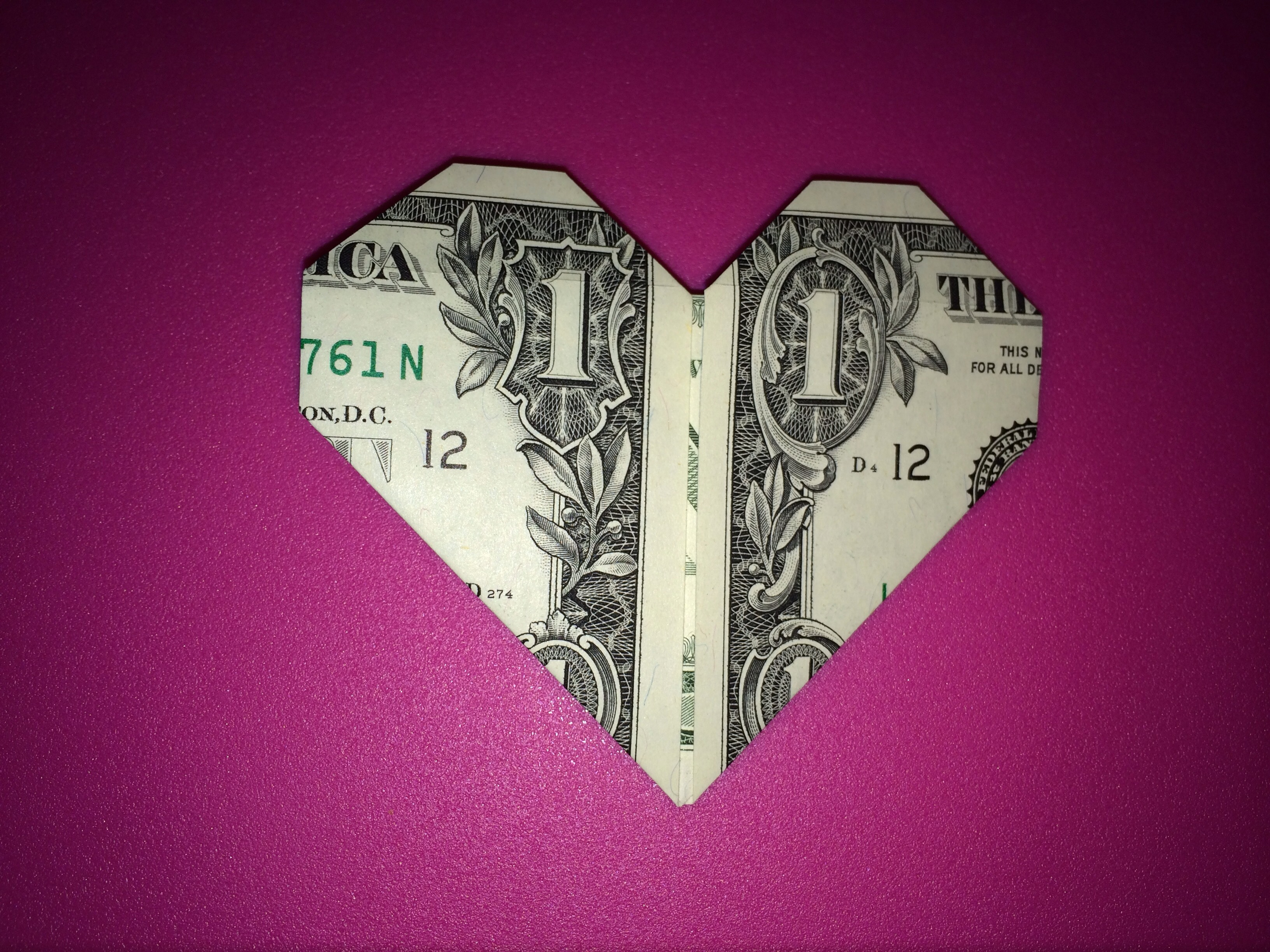 Heart Shaped Origami Easy Dollar Bill Origami Heart 8 Steps