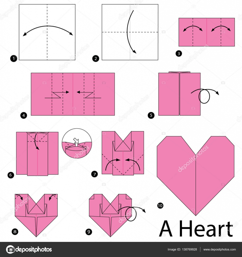 How To Do A Heart Origami Step Step Instructions How To Make Origami A Heart Stock