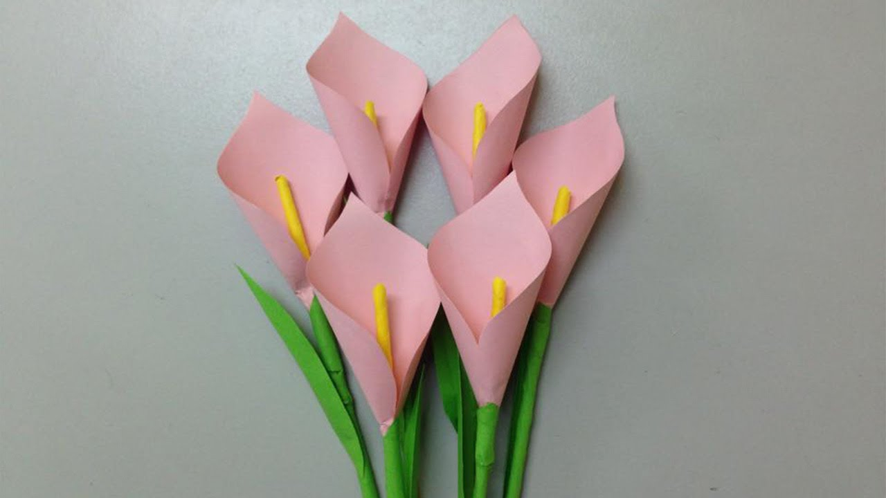 How To Do A Origami Flower How To Make Calla Lily Paper Flower Easy Origami Flowers For Beginners Making Diy Paper Crafts