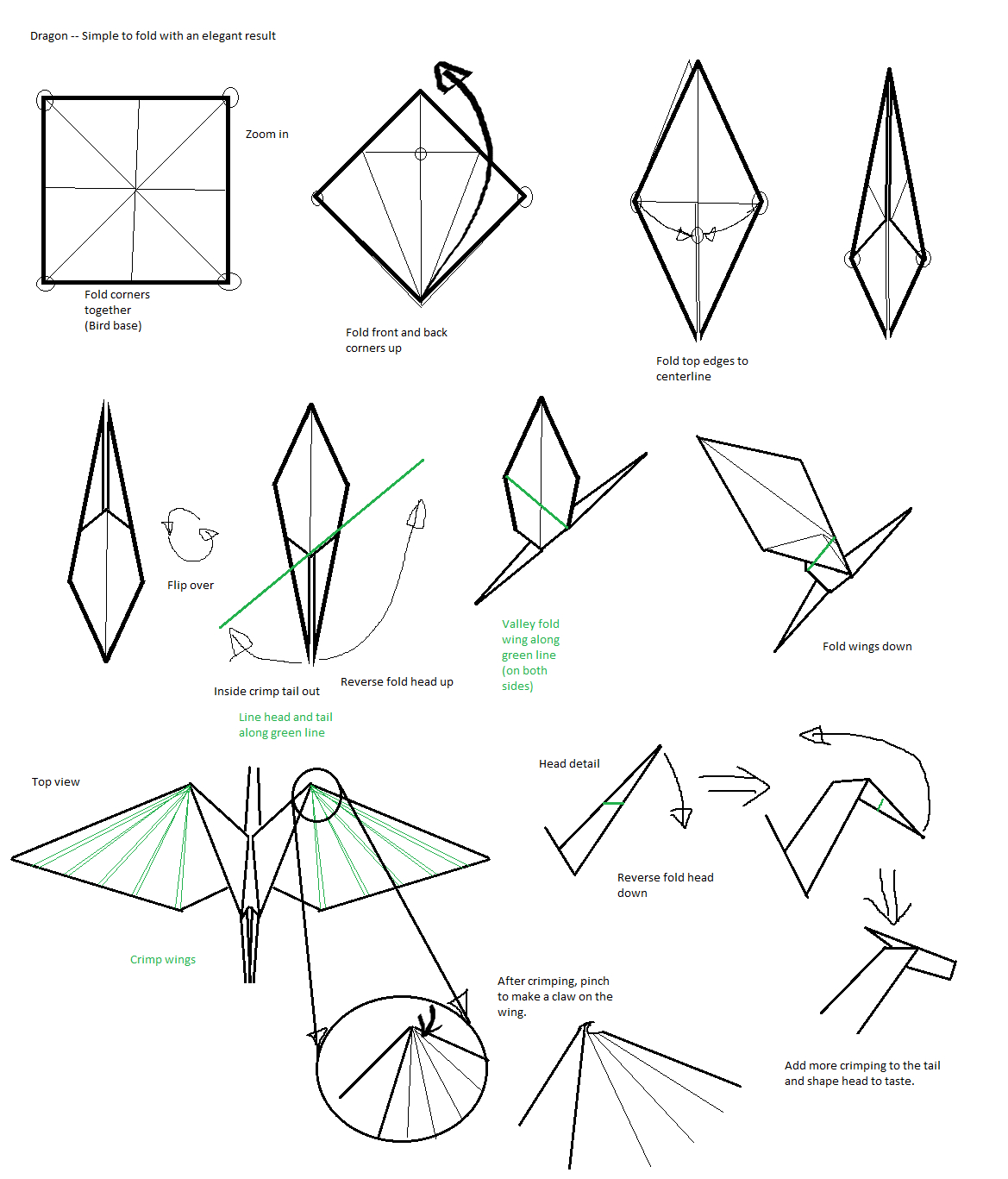 How To Do An Origami Dragon Heres A Quick And Easy Dragon Design I Didnt See Diagrams For It