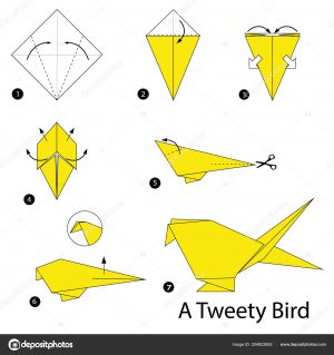 How To Do Origami Bird Step By Step Step Step Instructions How Make Origami Bird Stock Vector