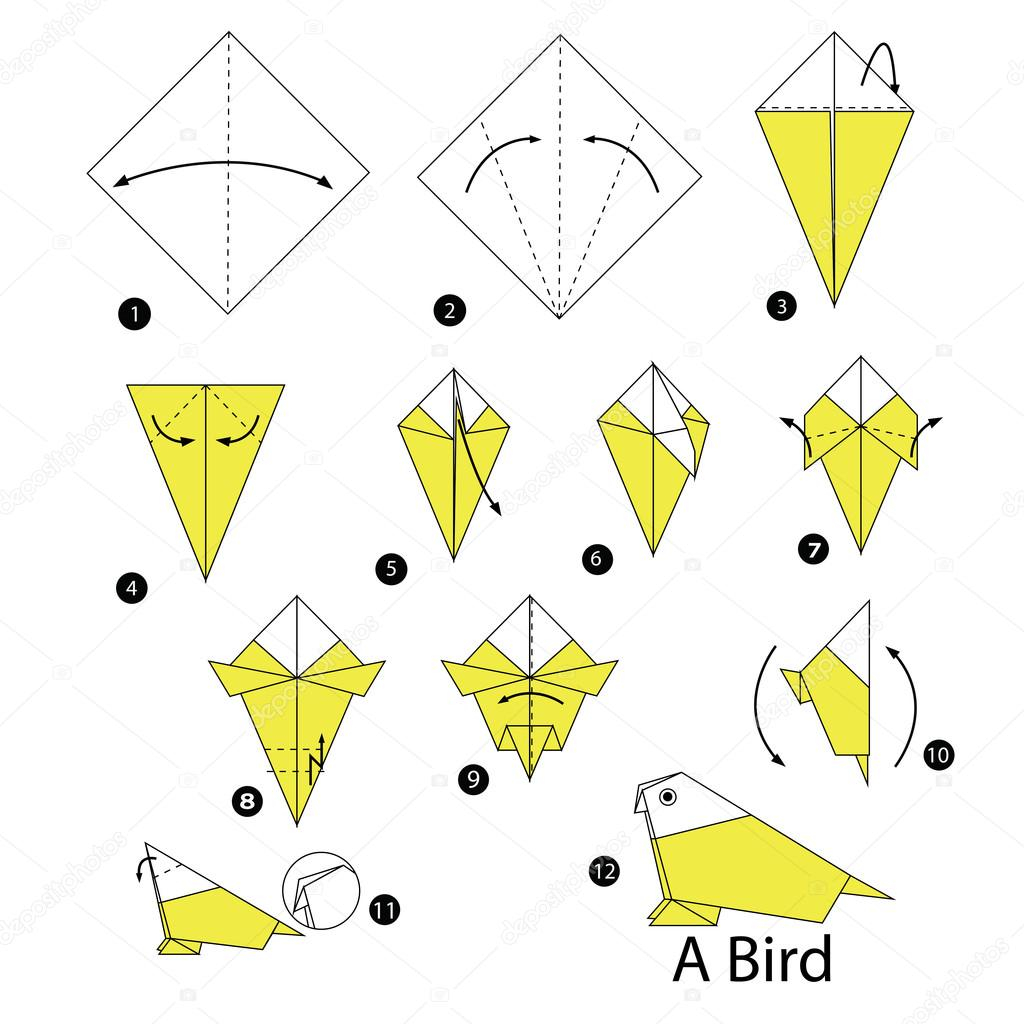How To Do Origami Bird Step By Step Step Step Instructions How To Make Origami A Bird Stock Vector