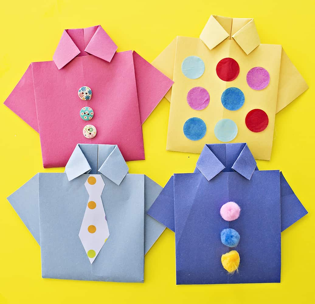 How To Fold A Shirt Origami Easy Origami Shirt Fathers Day Card