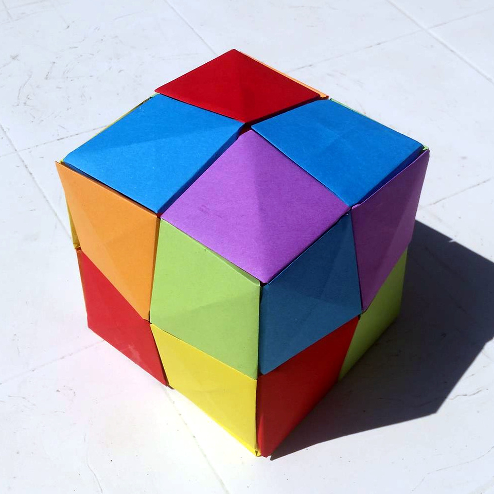 How To Fold Origami Cube 3d Cube Made From Origami Pixels Lise Bouzat