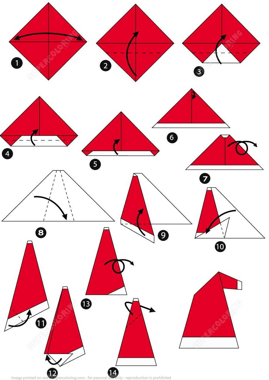 How To Fold Santa Claus Origami How To Make An Origami Santa Cap Step Step Instructions Free
