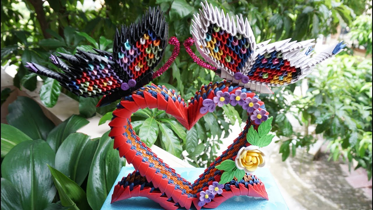 How To Make 3D Origami Butterfly How To Make 3d Origami Butterflies Diy Paper Butterflies On Heart Stand Valentine Gift