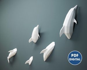 How To Make 3D Origami Fish Papercraft Pdf Dolphins 3d Origami Paper Craft Diy Kit Home Decor Low Poly Animal Model Template Whale Fish Trophy Sculpture Pepakura