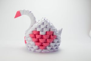 How To Make 3D Origami Pieces 3d Origami Swan With Hearts Valentines Day Gift Wedding Decoration