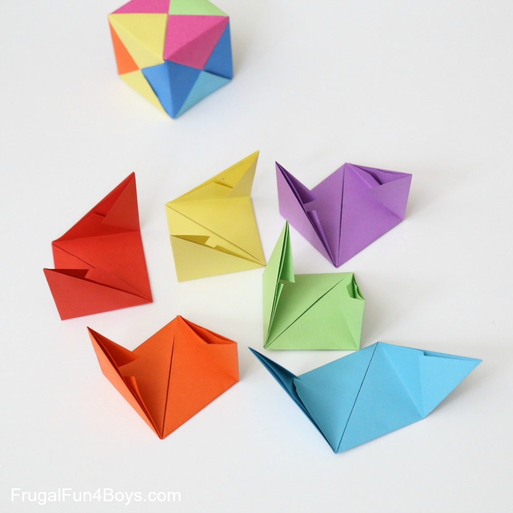 How To Make 3D Origami Pieces How To Fold Origami Paper Cubes Frugal Fun For Boys And Girls