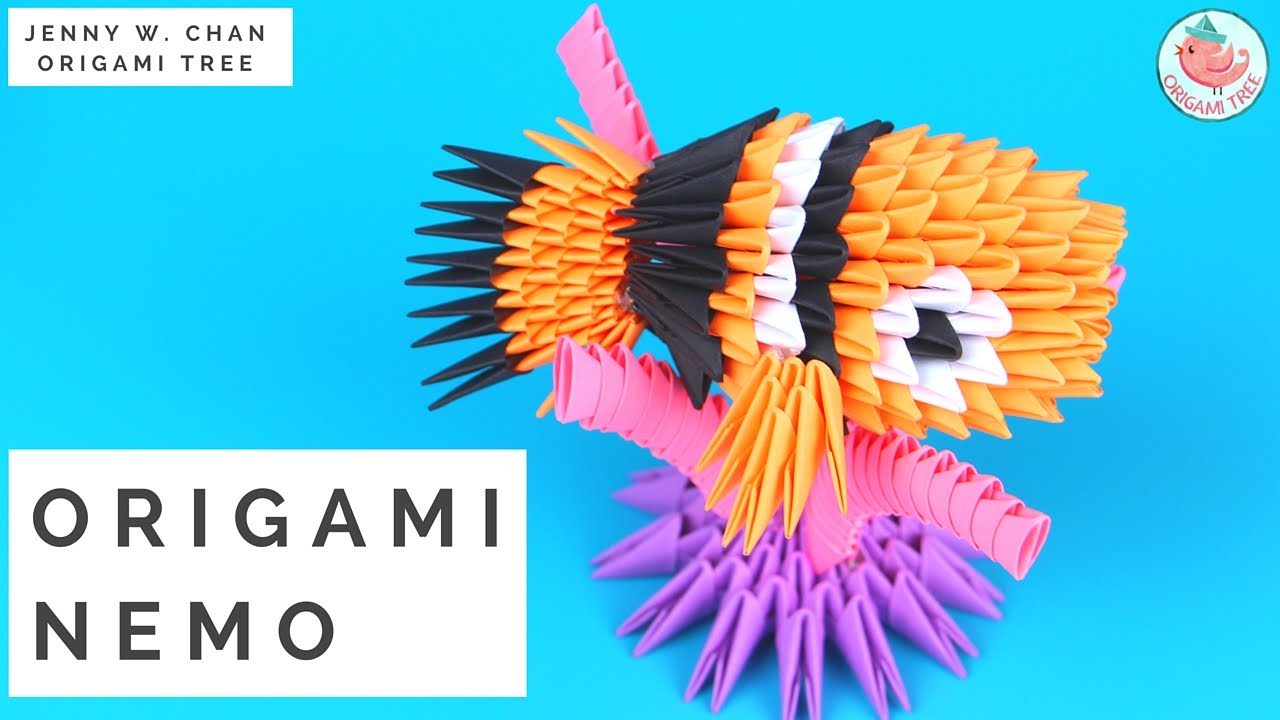 How To Make 3D Origami Pieces Origami 3d Nemo Modular Origami With Triangle Pieces Origamitree