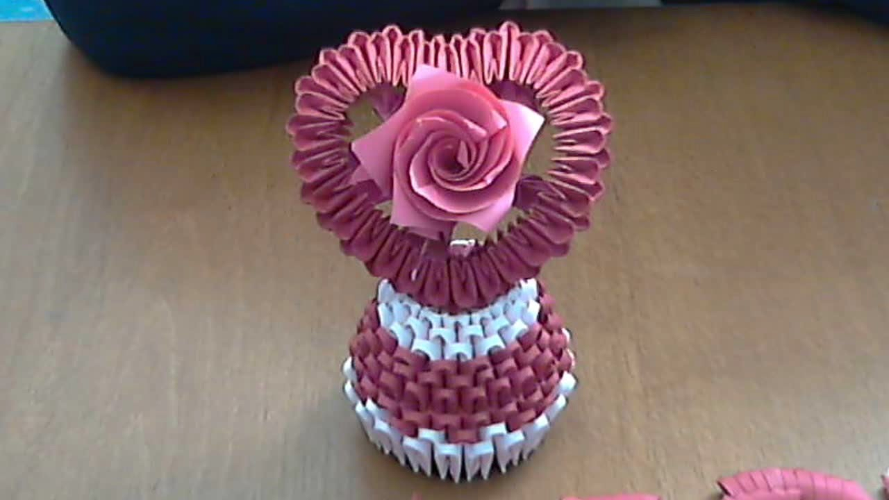 How To Make A 3D Origami Vase 3d Origami Heart Vase Instructions Inspirational Paper Rose Wedding