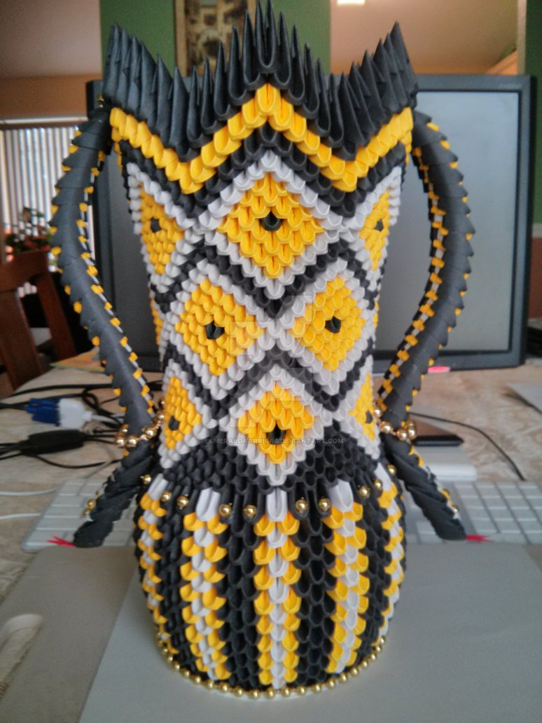 How To Make A 3D Origami Vase 3d Origami Snake Vase Esmeraldaarribas On Deviantart