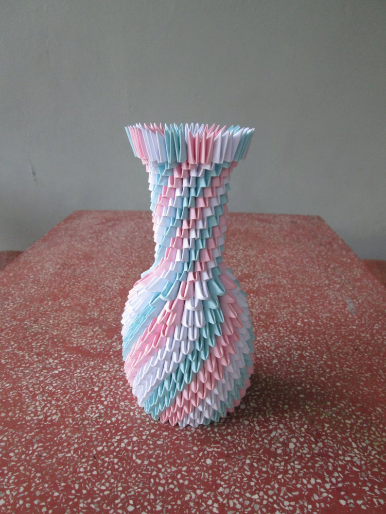 How To Make A 3D Origami Vase 3d Origami Vase White Pink Blue Colors Medium Size Only For Usd 2190 Free Shipping Every Where