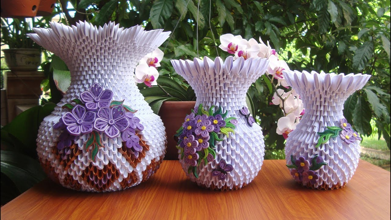 How To Make A 3D Origami Vase How To Make 3d Origami Flower Vase V10 Diy Paper Flower Vase Handmade Decoration