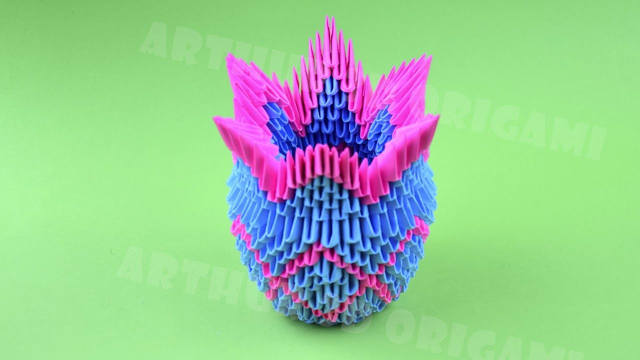 How To Make A 3D Origami Vase Origami Vase From Pieces Of Paper Diy How To Make An Origami Vase 3d Tutorial