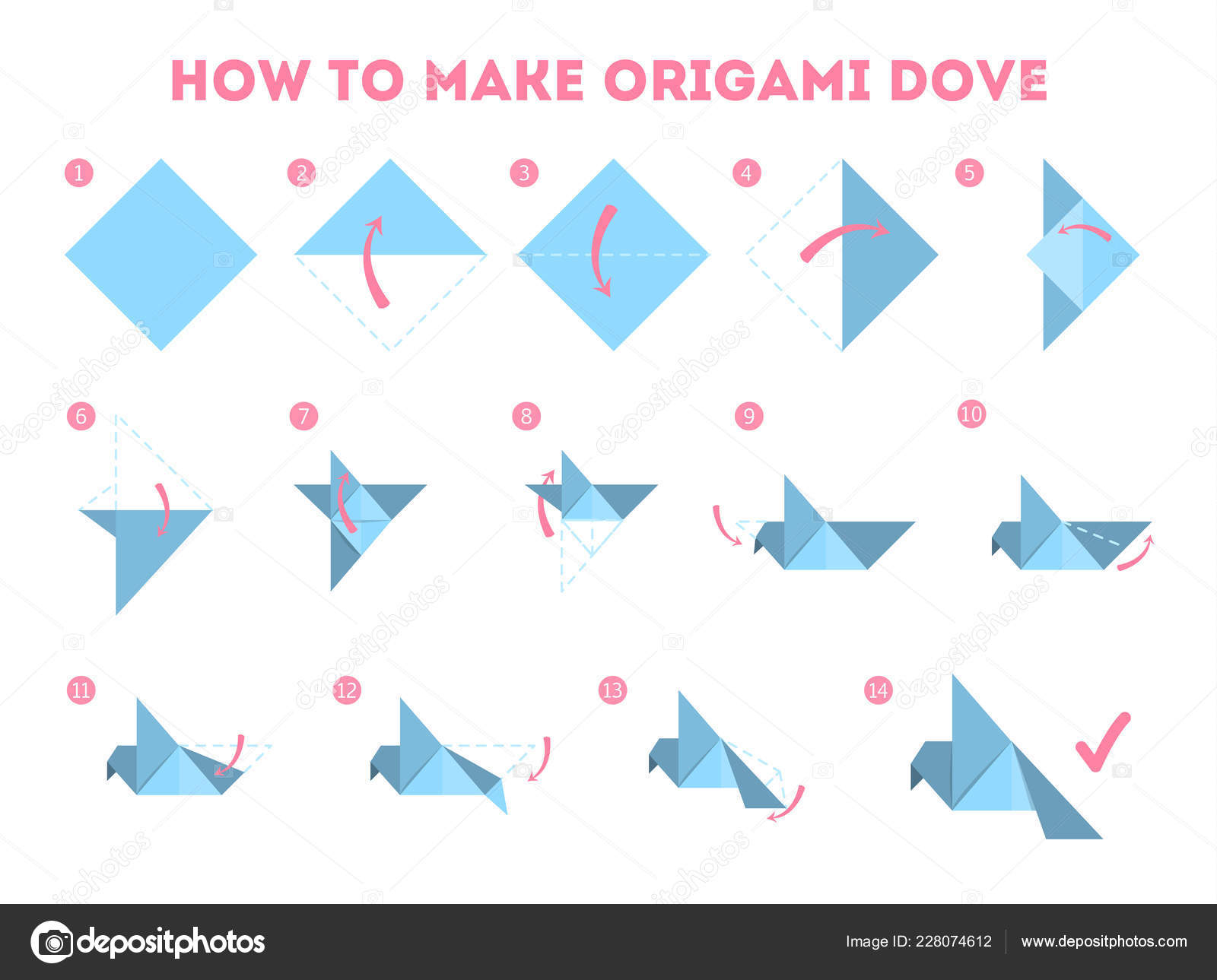 How To Make A Bird With Origami How To Make An Origami Dove Guide Stock Vector Inspiringvector