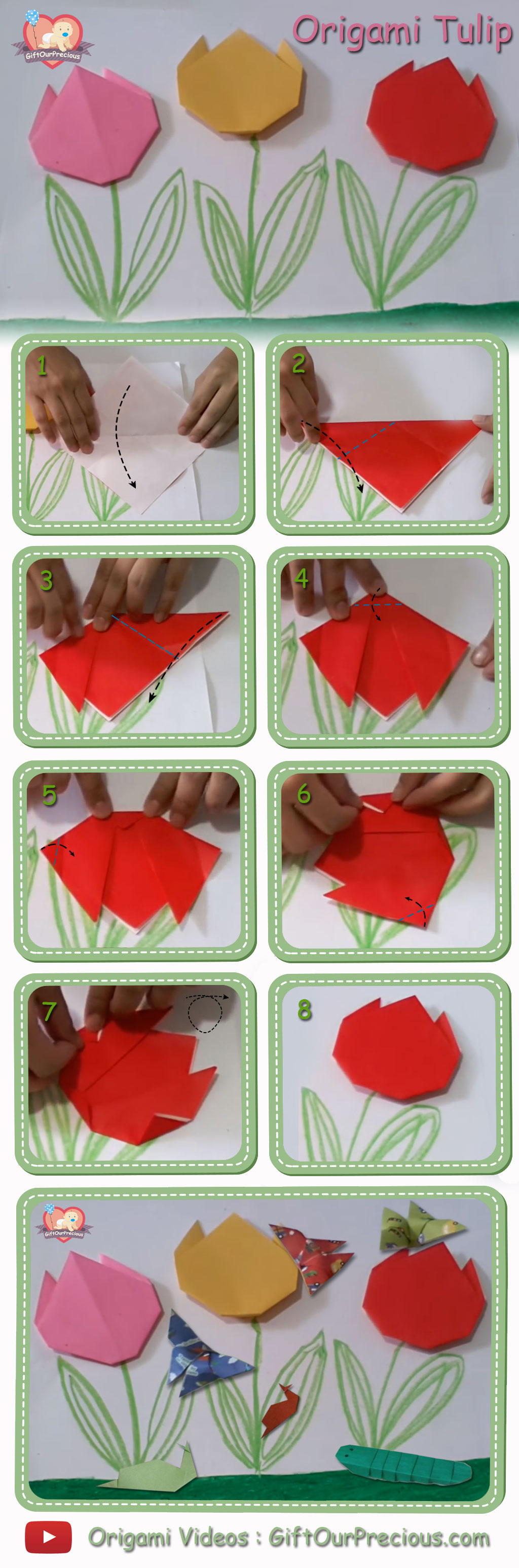 How To Make A Flower Origami Step By Step Origami Tulip Flowers Step Step Instruction Gift Our Precious