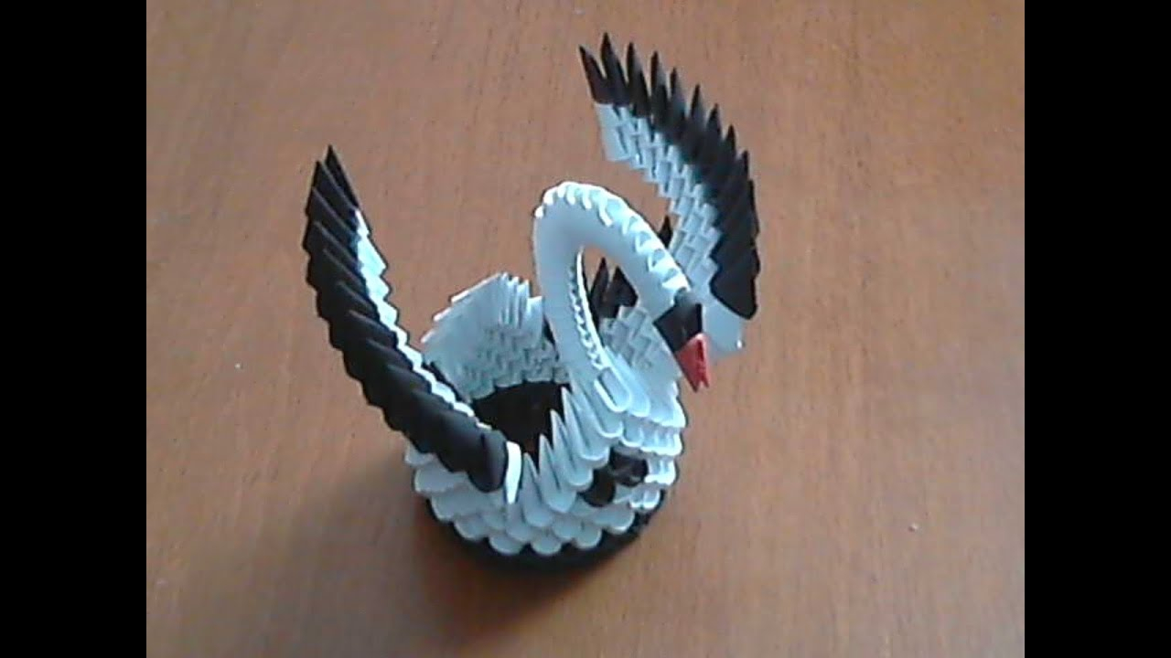 How To Make A Origami 3D Swan How To Make 3d Origami Black And White Small Swan Model1