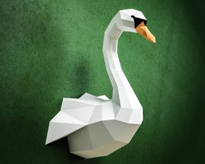 How To Make A Origami 3D Swan Papercraft Swan Diy Paper Craft Model Pdf Template Kit Low Poly Paper Sculpture Origami Animal Trophy Head Bird Goose Duck Pepakura