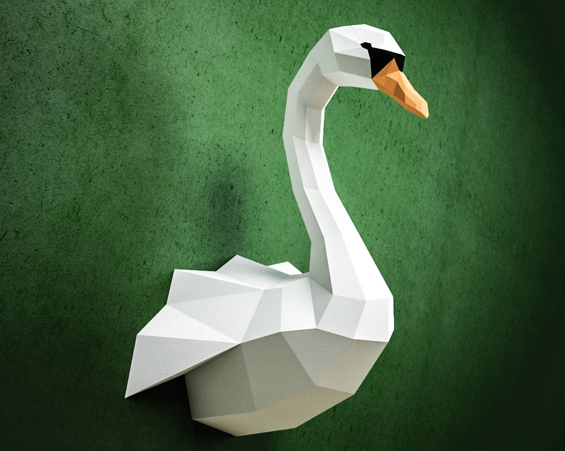 How To Make A Origami 3D Swan Papercraft Swan Diy Paper Craft Model Pdf Template Kit Low Poly Paper Sculpture Origami Animal Trophy Head Bird Goose Duck Pepakura