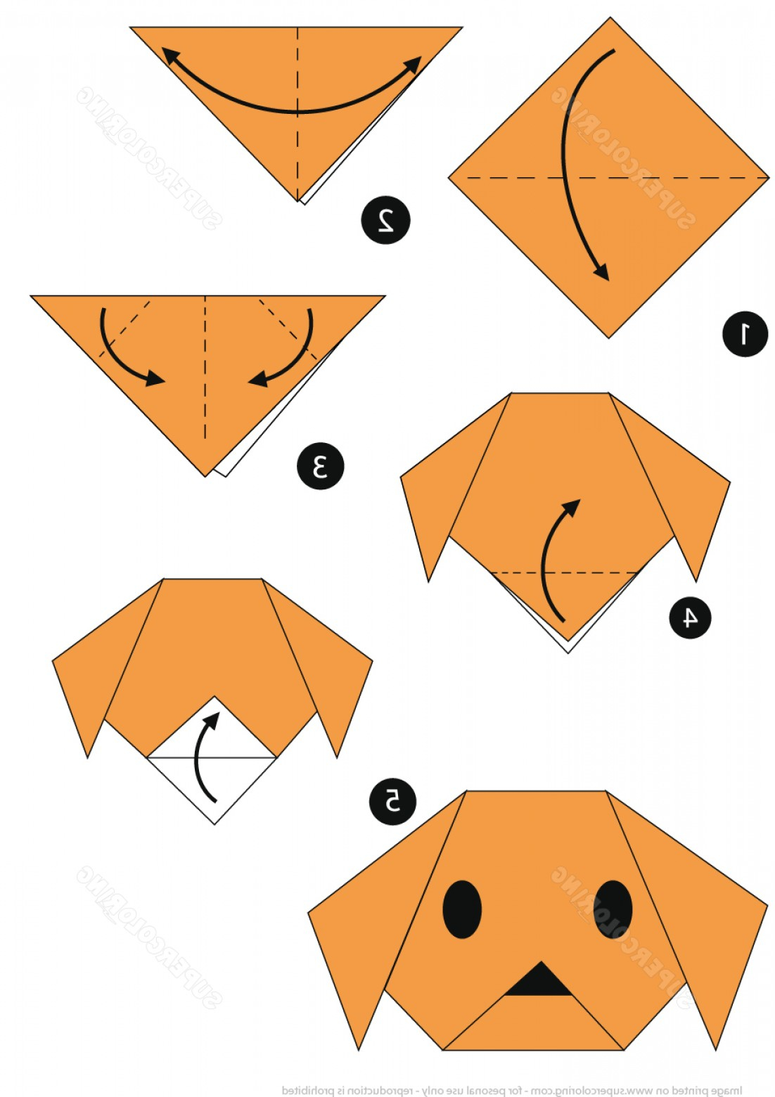 How To Make A Origami Dog Face Cute Dog Papercraft Bestpaperdom