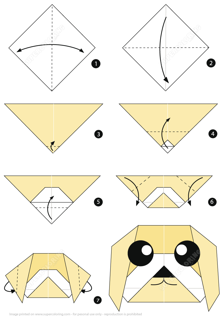 How To Make A Origami Dog Face Origami Instructions Of A Maltese Dog Face Free Printable