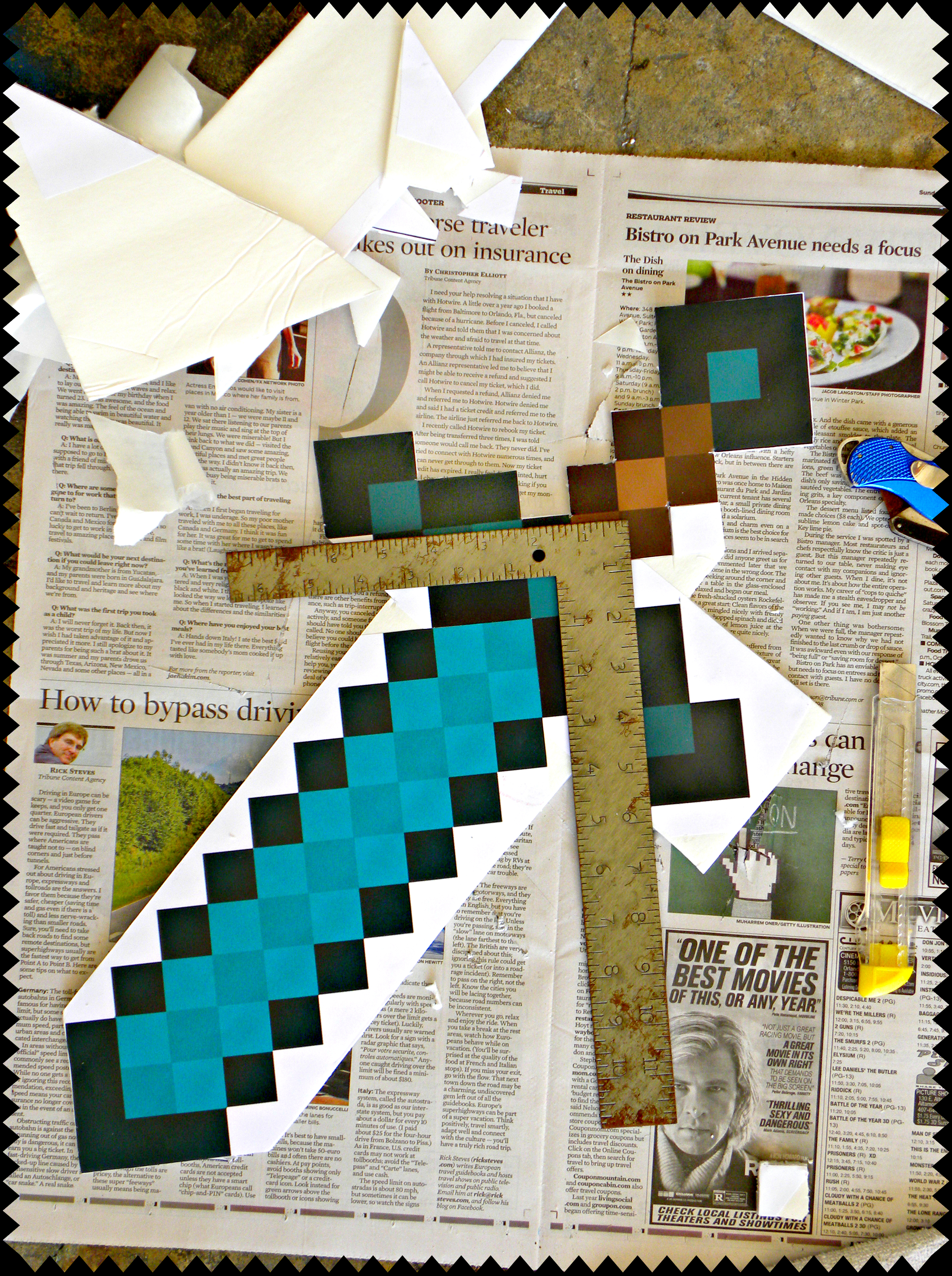 How To Make A Origami Minecraft Sword How To Make A Minecraft Diamond Sword And Diamond Pickaxe