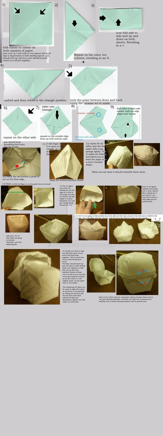 How To Make A Origami Pokeball That Opens How 2 Make An Origami Pokeball Rovingjack On Deviantart