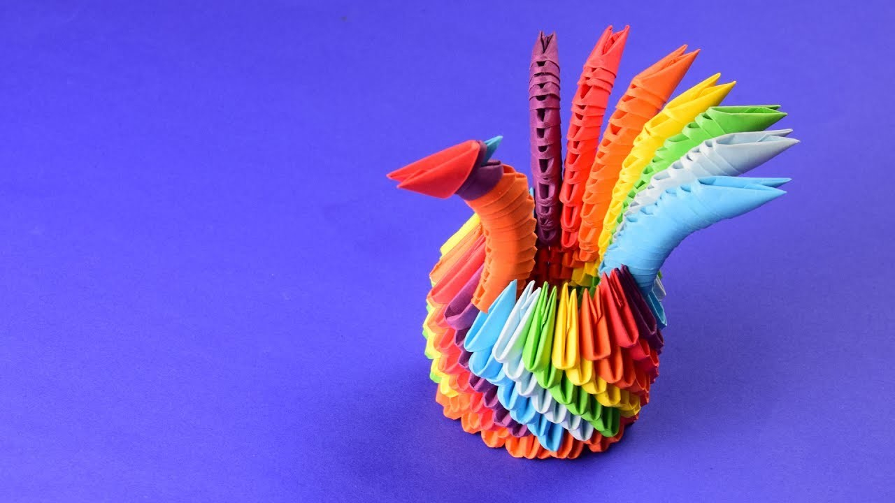 How To Make An Origami 3D Swan 3d Origami A Rainbow Swan Peacock Tutorial Assembly