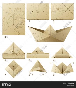 How To Make An Origami Boat Step By Step 9 Steps Instruction Vector Photo Free Trial Bigstock