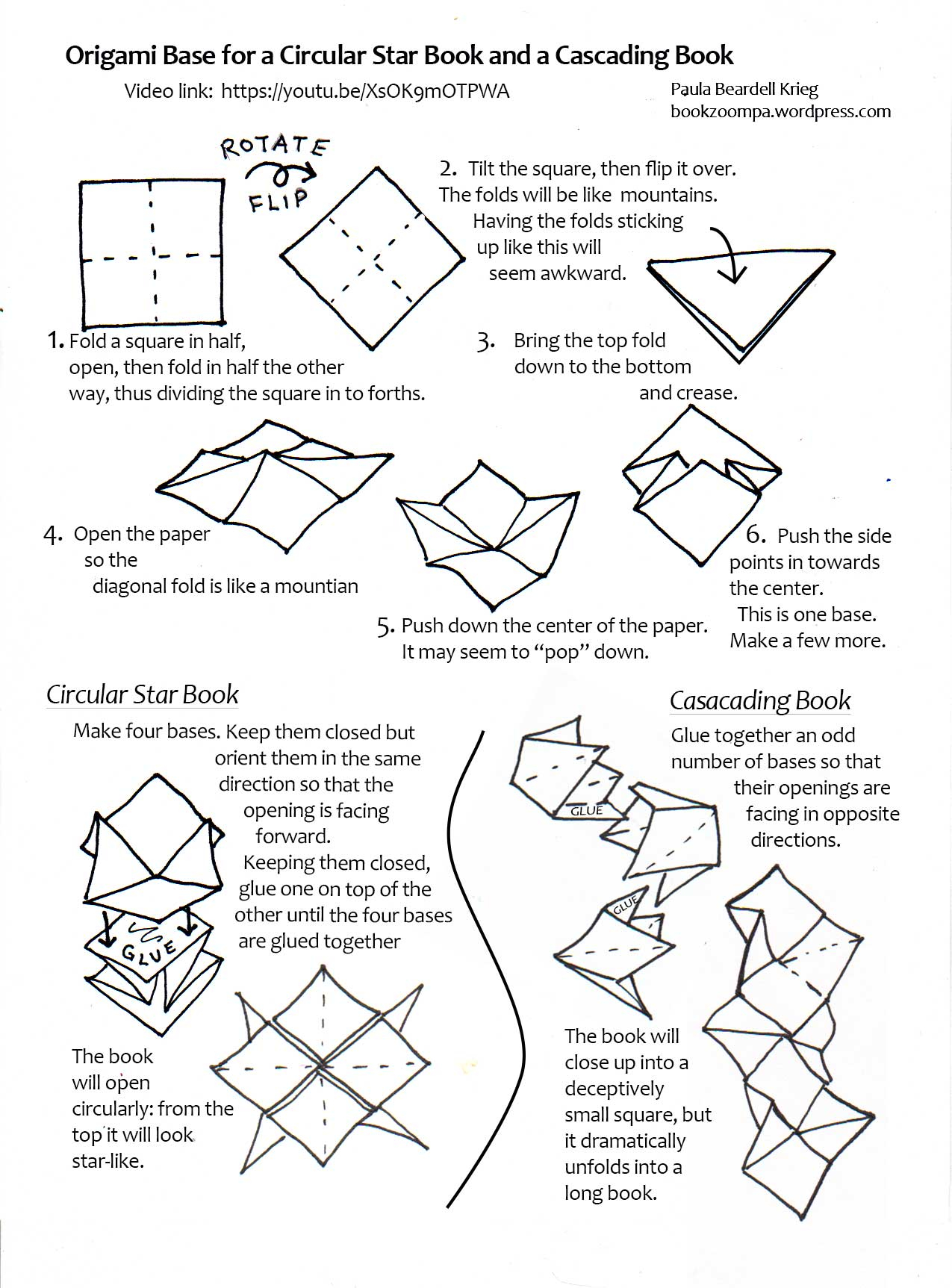 How To Make An Origami Booklet Books Made From One Sheet Of Folded Paper Playful Bookbinding And