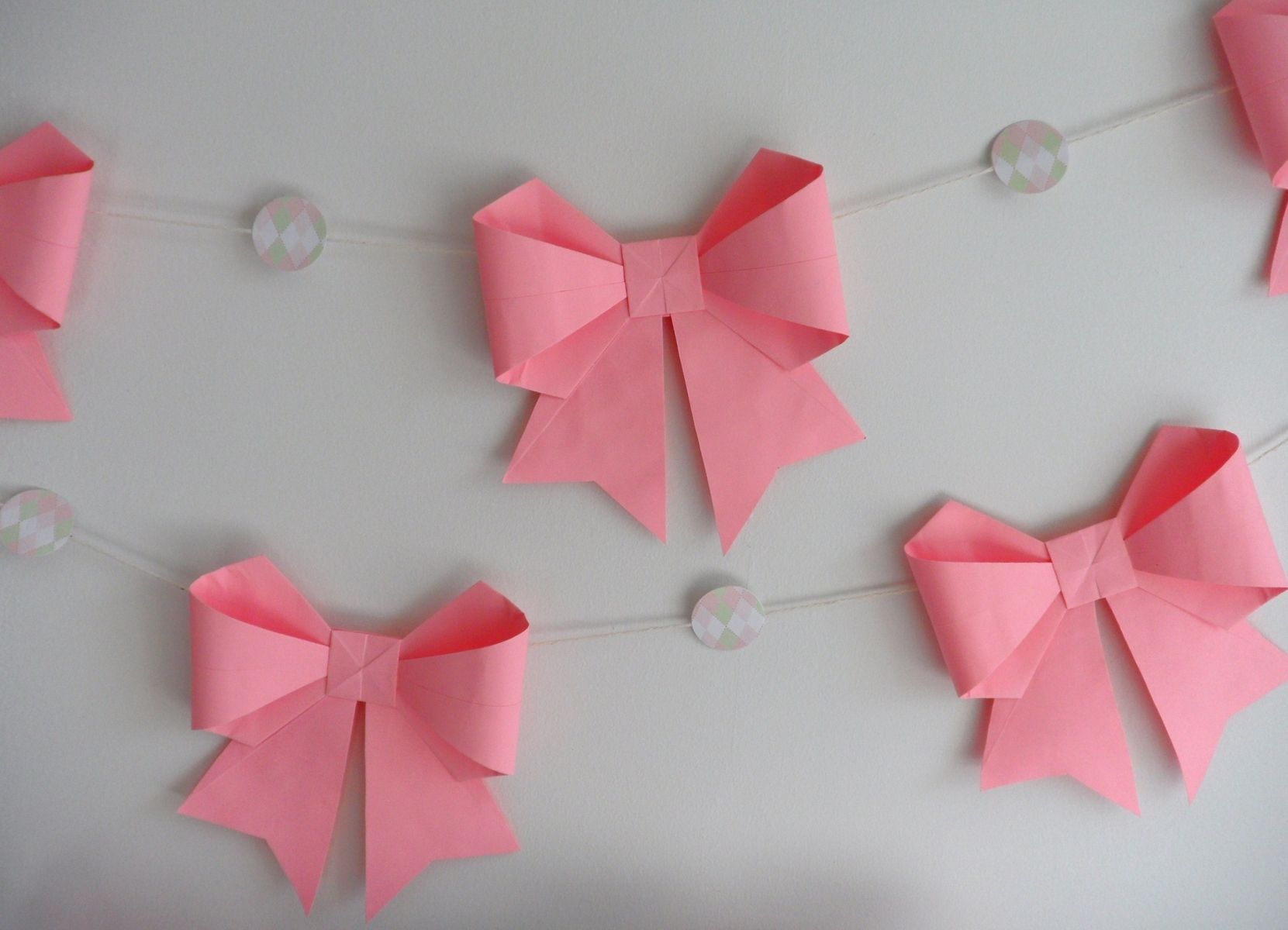 How To Make An Origami Bow Custom Made 10 Ft Pink Paper Origami Bows Garland Dear Betsy