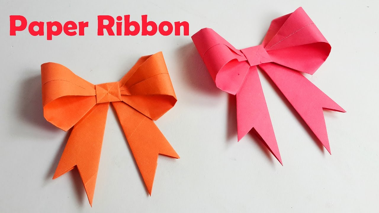 How To Make An Origami Bow How To Make Paper Ribbon How To Fold A Paper Bow Easy Origami Bowribbons Origami Crafts