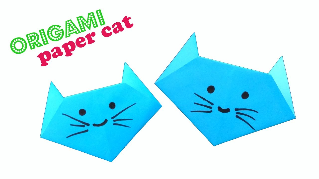 How To Make An Origami Cat Face How To Make A Cute Origami Cat Face Easy Origami For Kids Origami Animal Paper Cat