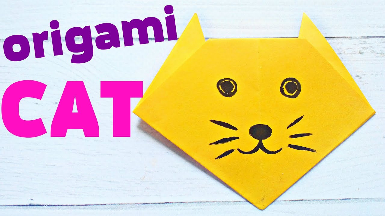 How To Make An Origami Cat Face Origami Cat Face Animals Easy Tutorial 3d Instructions Origami Diagrams For Children For Beginners