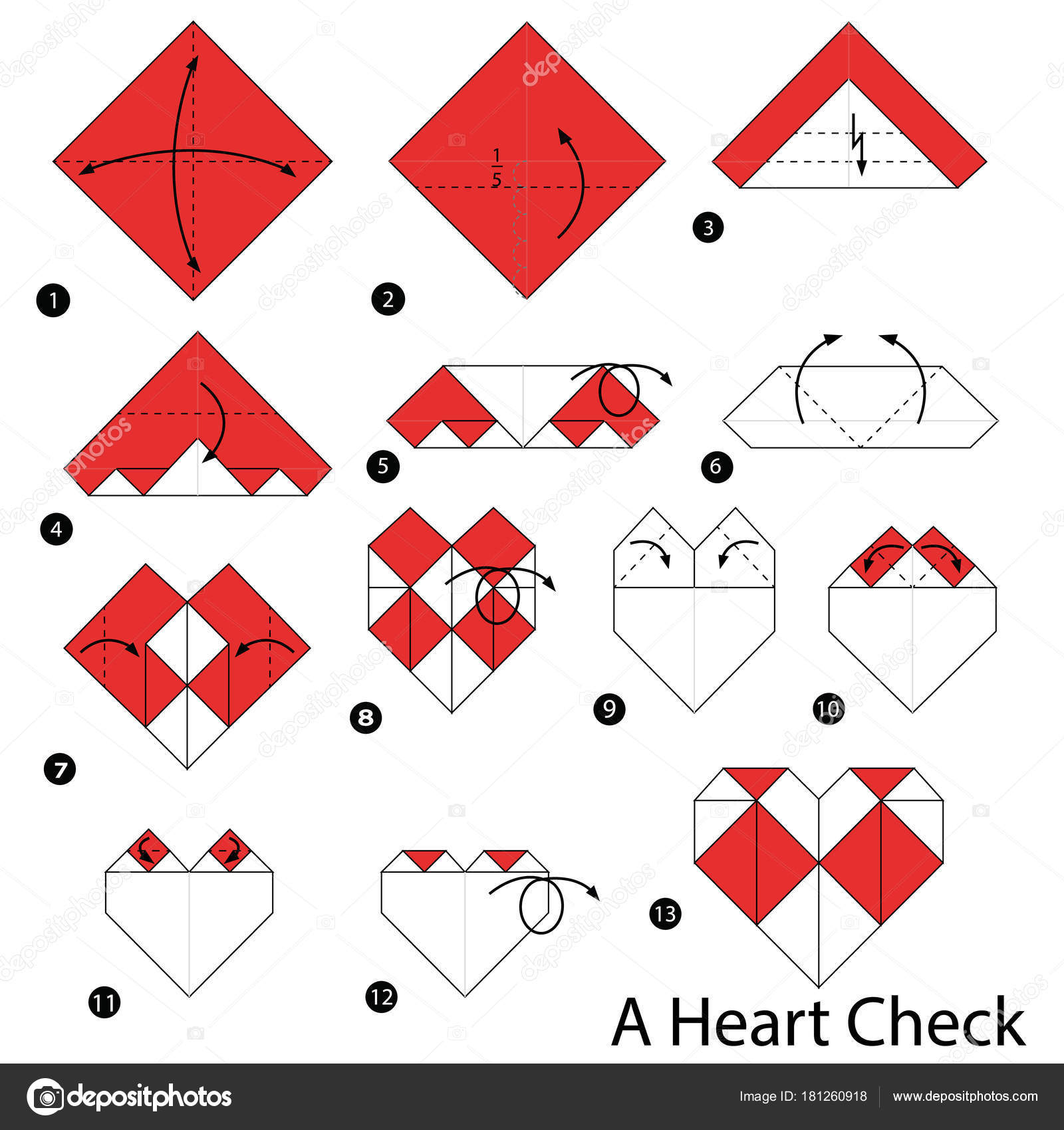 How To Make An Origami Heart Step Step Instructions How Make Origami Heart Check Stock Vector