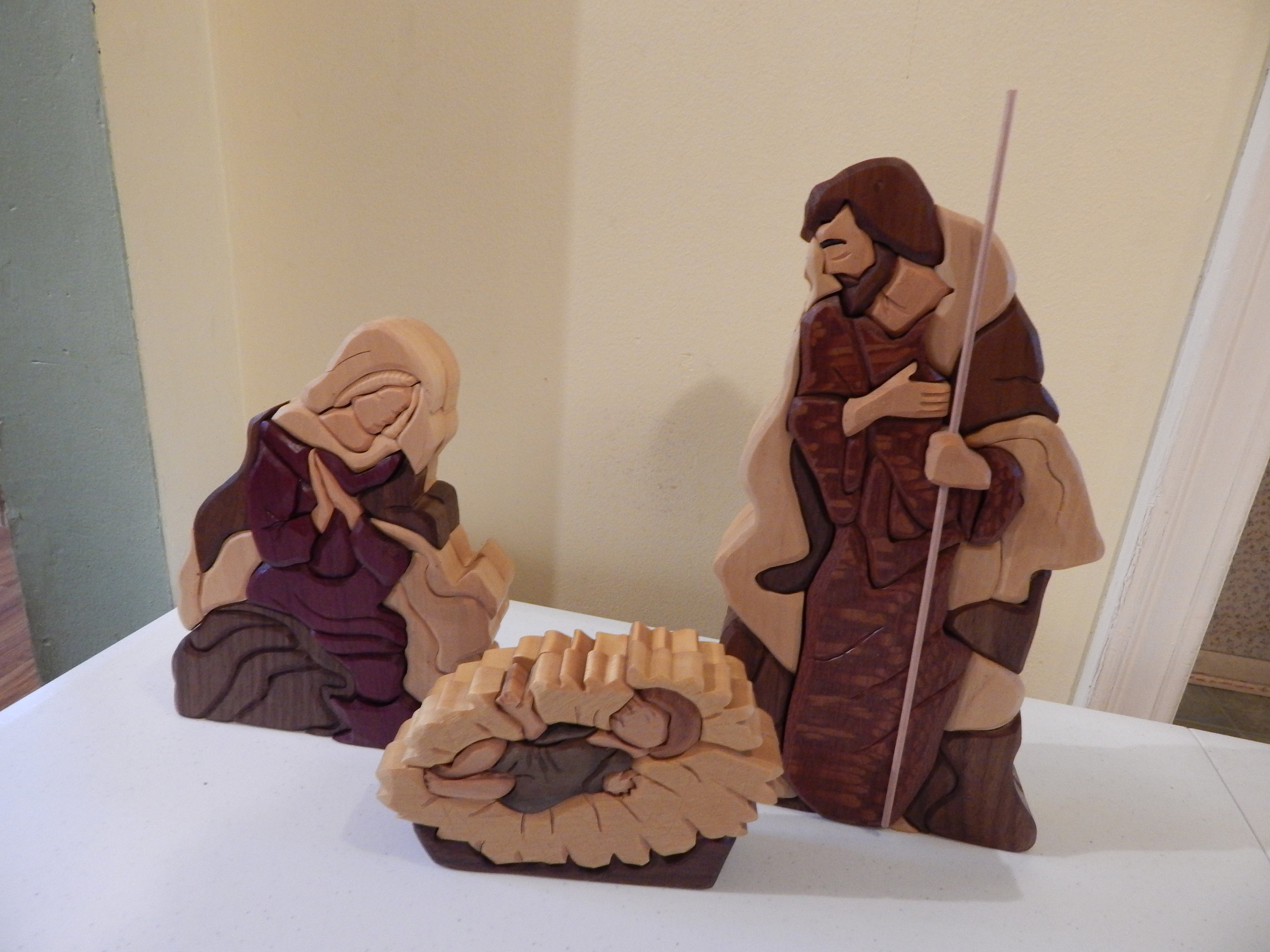 How To Make An Origami Nativity Scene Holy Family Nativity Scene Wood Intarsia Mary Joseph Ba Jesus Holy Family