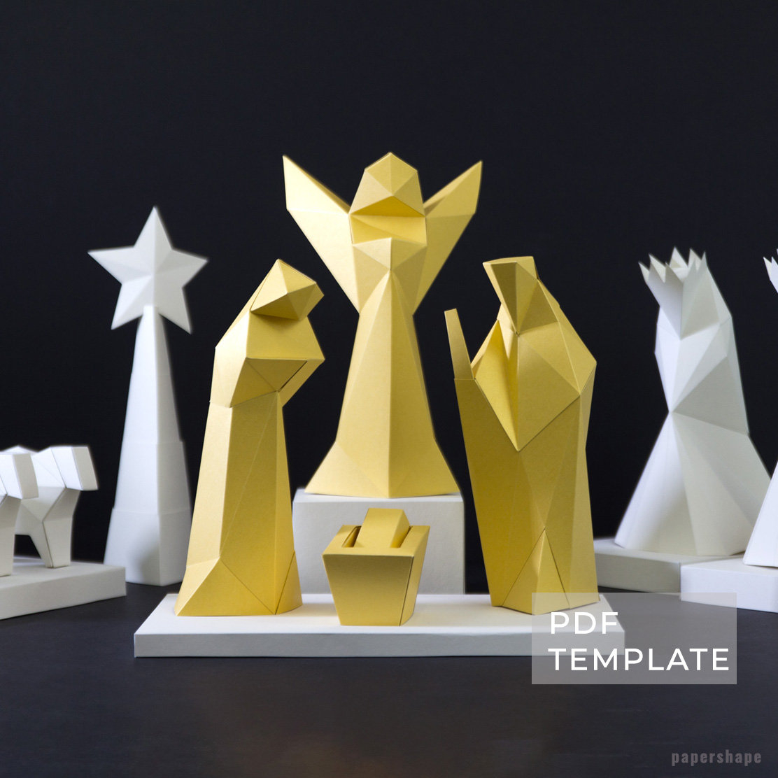How To Make An Origami Nativity Scene Nativity Scene Nativity Set Nativity Advent Calendar Download Pdf Template Papercraft Christmas Diy Christmas Nativity Kit Papershape