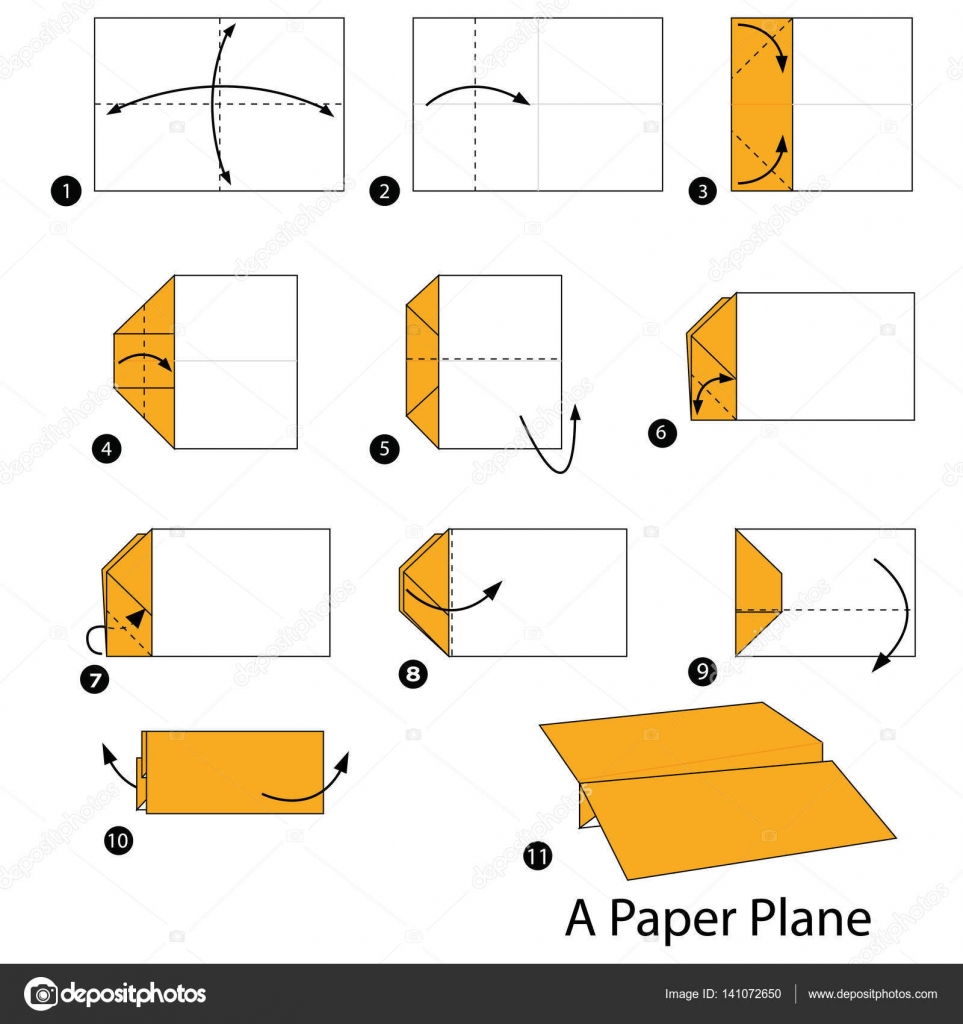 How To Make An Origami Plane Step Step Instructions How To Make Origami A Paper Plane Stock
