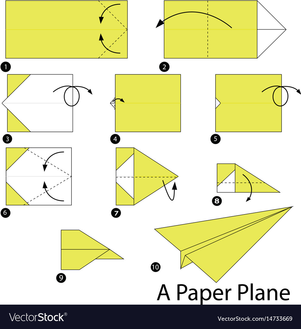 How To Make An Origami Plane Step Step Instructions How To Make Origami Vector Image