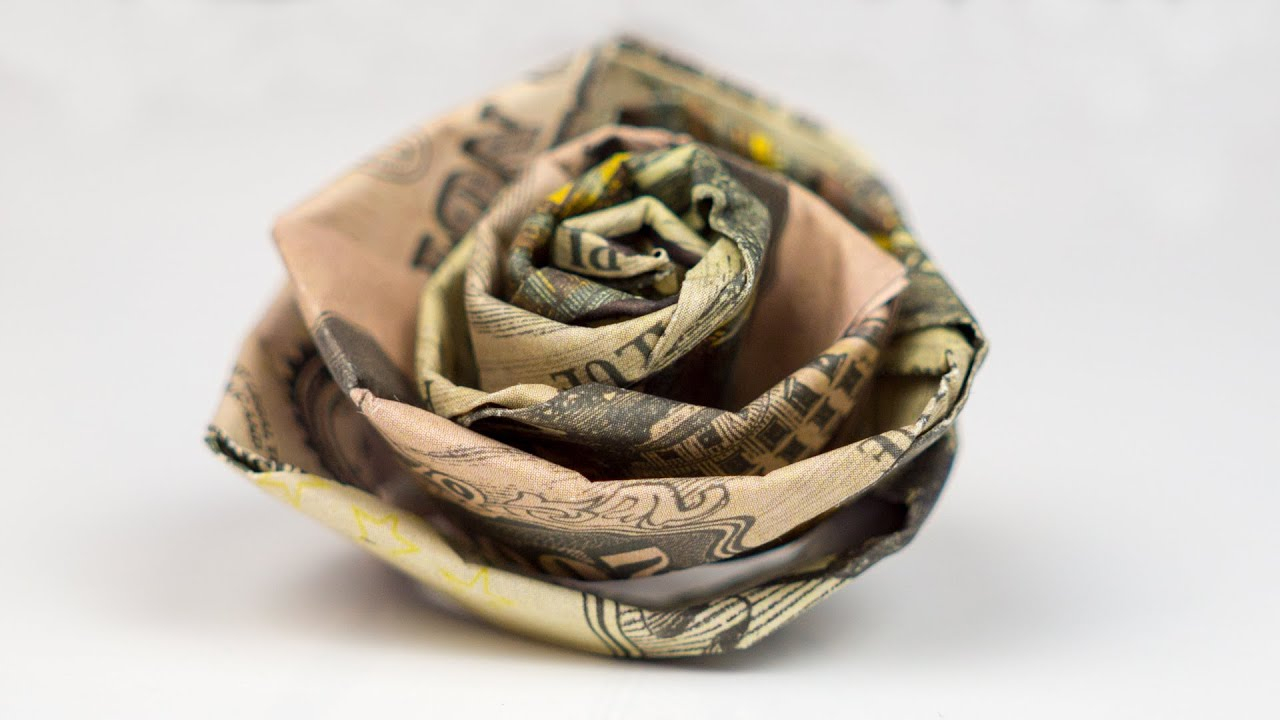 How To Make An Origami Rose Out Of Money How To Make A Money Origami Rose Out Of Dollar Bills Easy