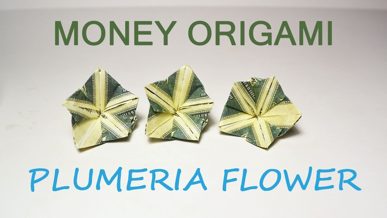 How To Make An Origami Rose Out Of Money Money Plumeria Origami Flower Dollar Tutorial Diy Folded No Glue