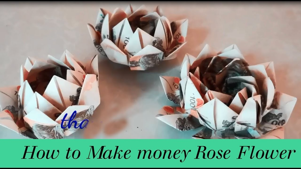 How To Make An Origami Rose Out Of Money Origami How To Make Money Rose Flower Origami Flower Folding 3d