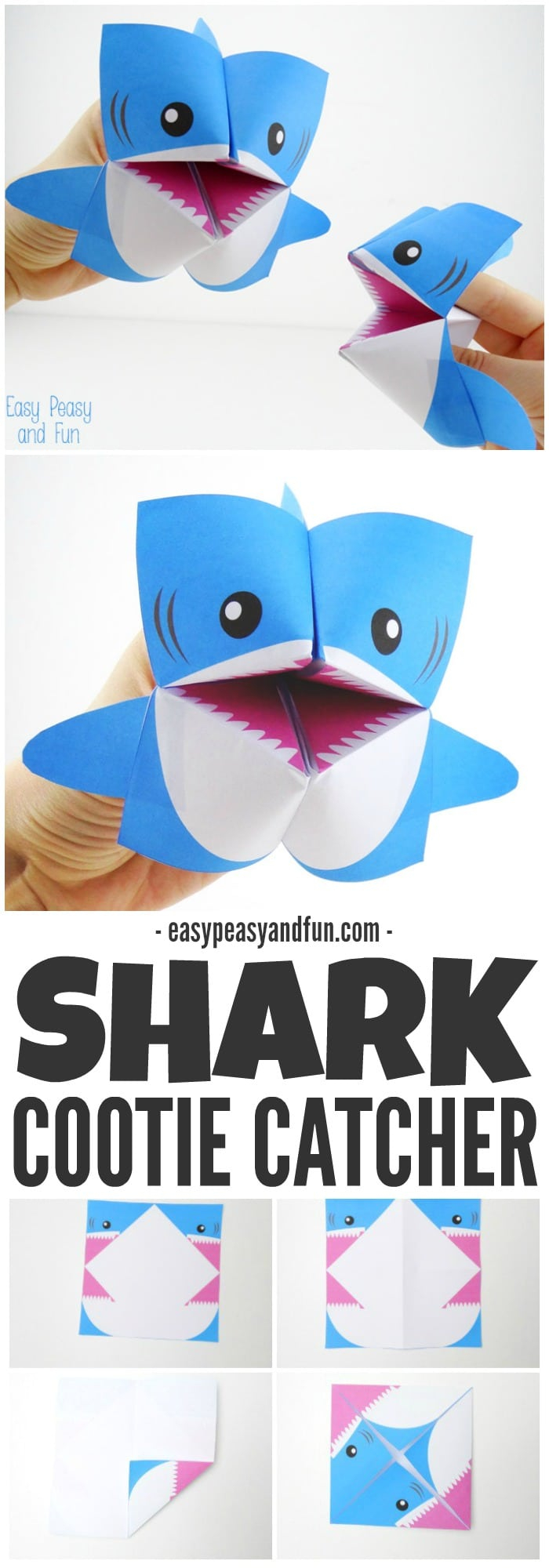 How To Make An Origami Shark Shark Cootie Catcher Origami For Kids Easy Peasy And Fun