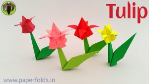 How To Make An Origami Tulip Tulip Paperfoldsin Origami Arts And Crafts