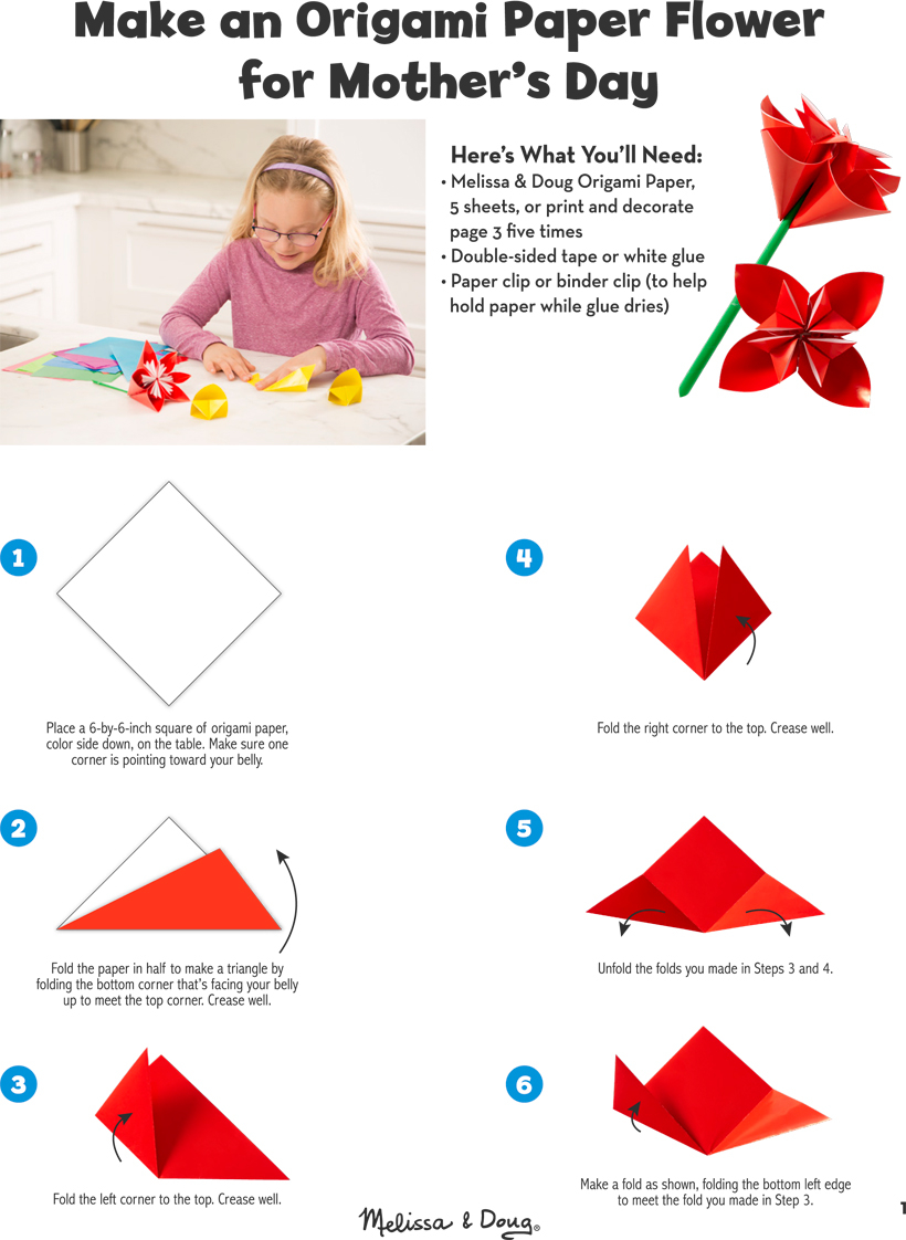 How To Make Flowers With Origami Diy Origami Paper Flower For Mothers Day Melissa Doug Blog