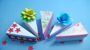 How To Make Origami Cake Origami Cake Slice Box Tutorial Triangular Box How To Make A Birthday Cake Slice Box Diy Gift Box