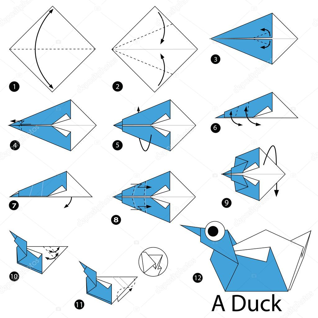 How To Make Origami Duck Step Step Instructions How To Make Origami A Duck Stock Vector